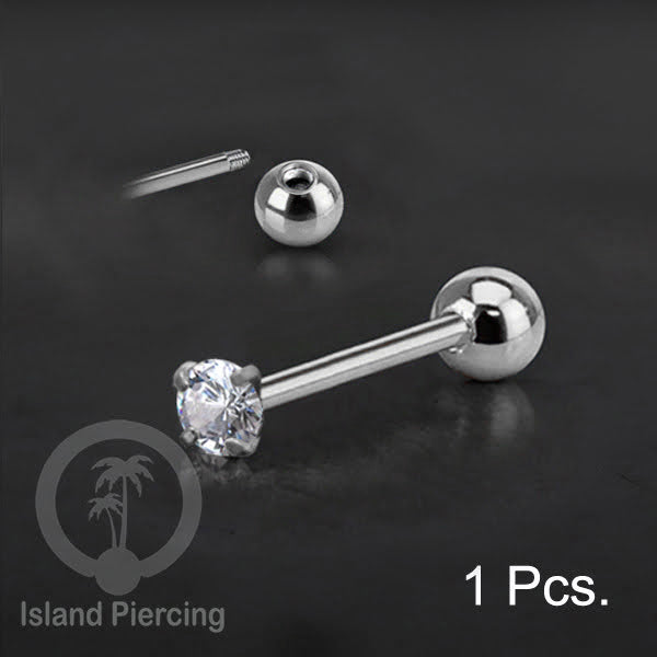Labret bola dengan kristal stainless steel warna silver helix tragus piercing