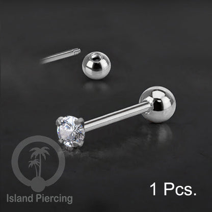 Labret bola dengan kristal stainless steel warna silver helix tragus piercing