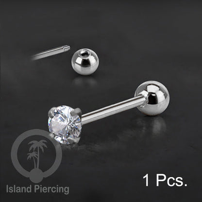 Labret bola dengan kristal stainless steel warna silver helix tragus piercing