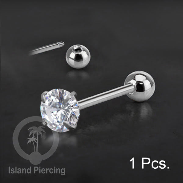 Labret bola dengan kristal stainless steel warna silver helix tragus piercing
