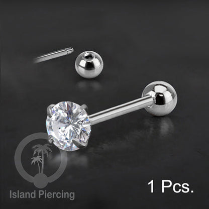 Labret bola dengan kristal stainless steel warna silver helix tragus piercing