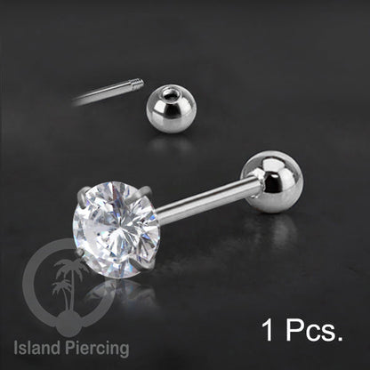 Labret bola dengan kristal stainless steel warna silver helix tragus piercing