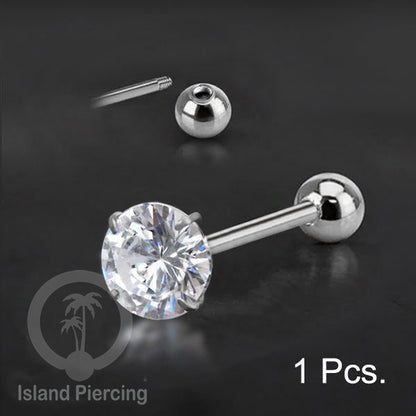 Labret bola dengan kristal stainless steel warna silver helix tragus piercing