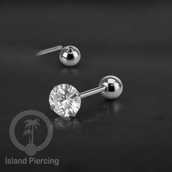 Labret bola dengan kristal stainless steel warna silver helix tragus piercing