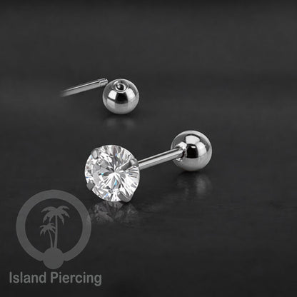Labret bola dengan kristal stainless steel warna silver helix tragus piercing