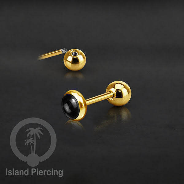 Labret bola stainless steel warna gold dengan warna resin/epoxy cocok tindik telinga helix tragus piercing