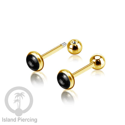 Labret bola stainless steel warna gold dengan warna resin/epoxy cocok tindik telinga helix tragus piercing