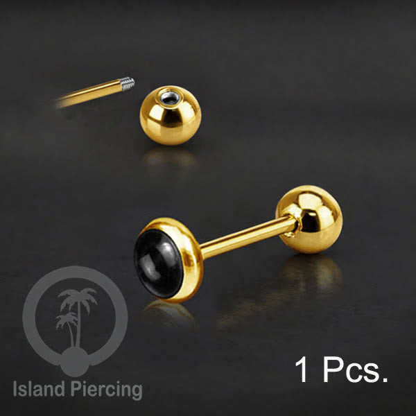 Labret bola stainless steel warna gold dengan warna resin/epoxy cocok tindik telinga helix tragus piercing