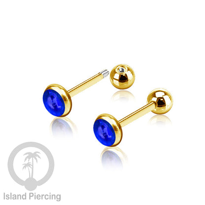 Labret bola stainless steel warna gold dengan warna resin/epoxy cocok tindik telinga helix tragus piercing
