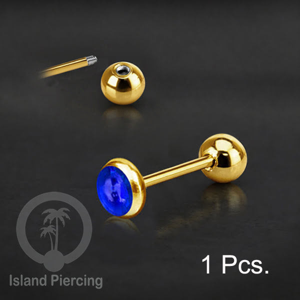 Labret bola stainless steel warna gold dengan warna resin/epoxy cocok tindik telinga helix tragus piercing
