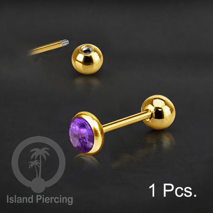 Labret bola stainless steel warna gold dengan warna resin/epoxy cocok tindik telinga helix tragus piercing
