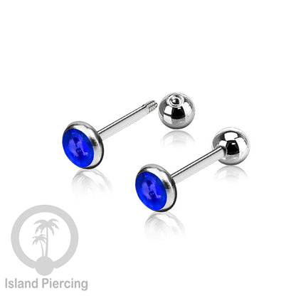 Labret bola stainless steel warna gold dengan warna resin/epoxy cocok tindik telinga helix tragus piercing