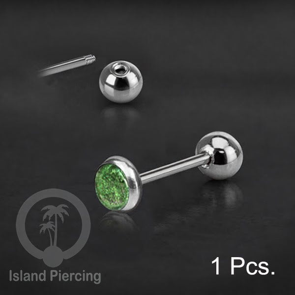 Labret bola stainless steel warna gold dengan warna resin/epoxy cocok tindik telinga helix tragus piercing