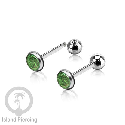 Labret bola stainless steel warna gold dengan warna resin/epoxy cocok tindik telinga helix tragus piercing