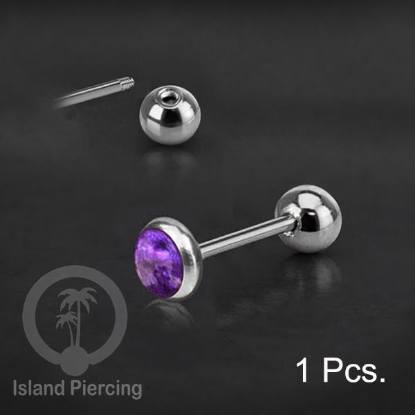 Labret bola stainless steel warna gold dengan warna resin/epoxy cocok tindik telinga helix tragus piercing
