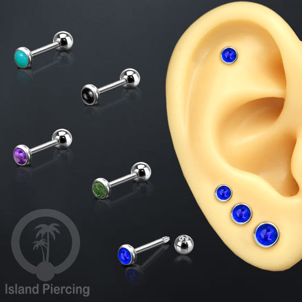 Labret bola stainless steel warna gold dengan warna resin/epoxy cocok tindik telinga helix tragus piercing