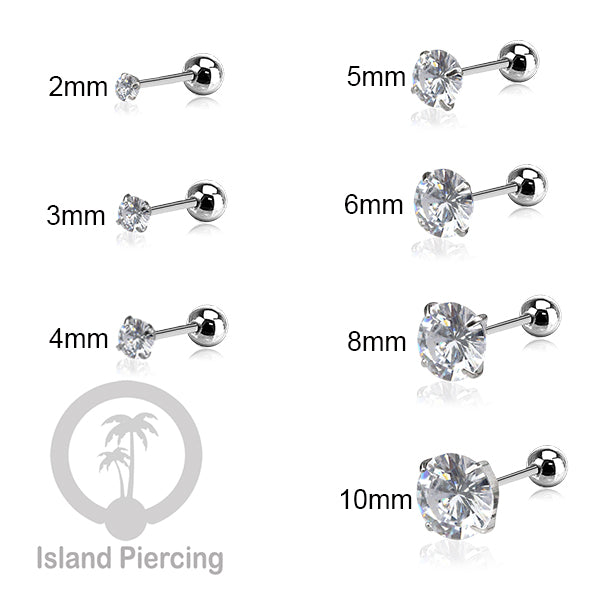 Labret bola dengan kristal stainless steel warna silver helix tragus piercing