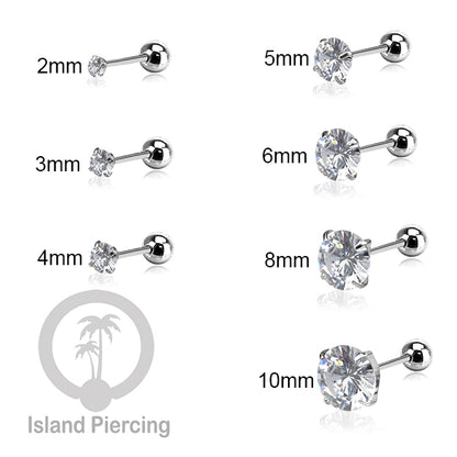 Labret bola dengan kristal stainless steel warna silver helix tragus piercing