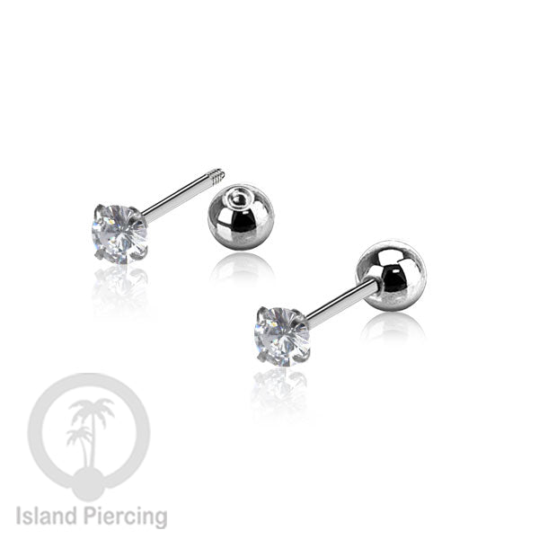 Labret bola dengan kristal stainless steel warna silver helix tragus piercing
