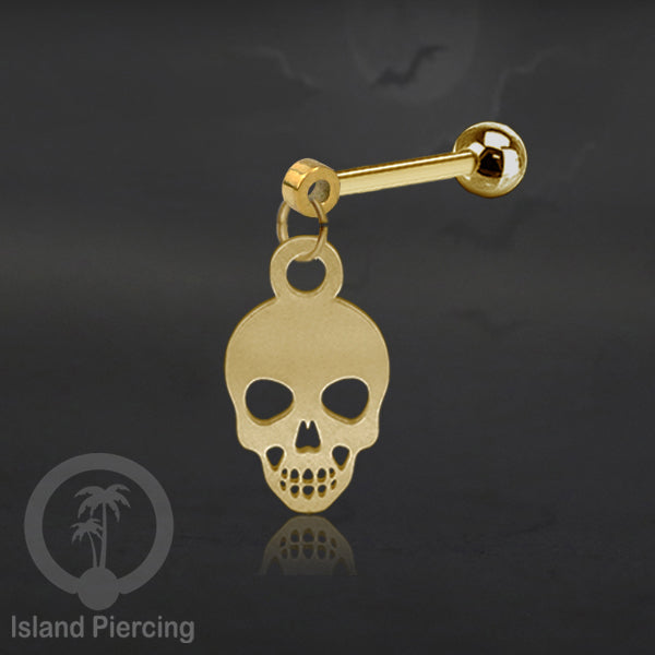 Ball Labret Body Piercing warna gold Tindik anting dengan charm Halloween jewelry, anting tengkorak, peti etc