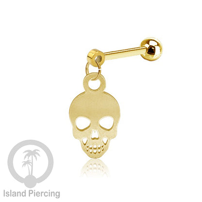 Ball Labret Body Piercing warna gold Tindik anting dengan charm Halloween jewelry, anting tengkorak, peti etc