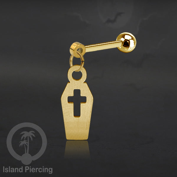 Ball Labret Body Piercing warna gold Tindik anting dengan charm Halloween jewelry, anting tengkorak, peti etc