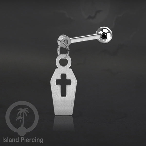 Ball Labret Body Piercing Stainless warna silver Tindik anting dengan charm Halloween jewelry, anting tengkorak, peti