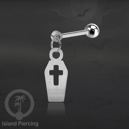 Ball Labret Body Piercing Stainless warna silver Tindik anting dengan charm Halloween jewelry, anting tengkorak, peti