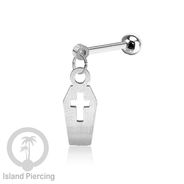 Ball Labret Body Piercing Stainless warna silver Tindik anting dengan charm Halloween jewelry, anting tengkorak, peti