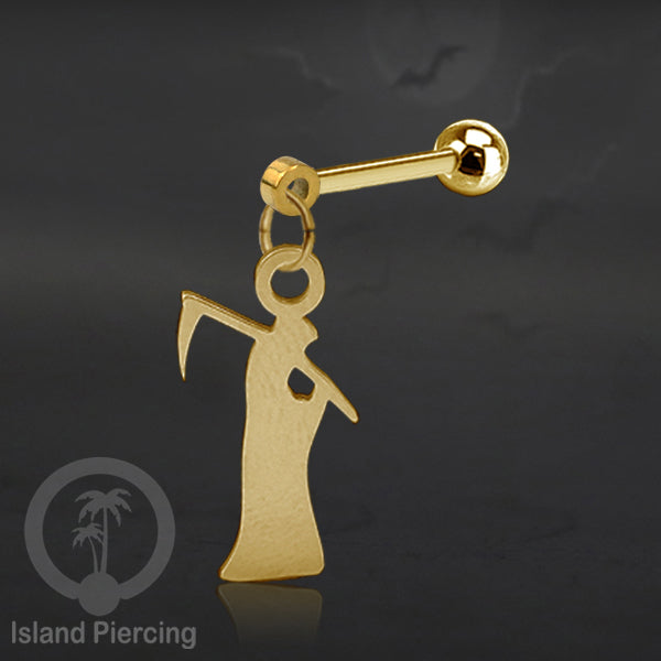 Ball Labret Body Piercing warna gold Tindik anting dengan charm Halloween jewelry, anting tengkorak, peti etc