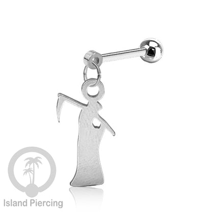 Ball Labret Body Piercing Stainless warna silver Tindik anting dengan charm Halloween jewelry, anting tengkorak, peti