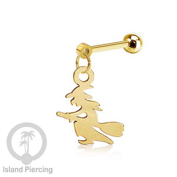 Ball Labret Body Piercing warna gold Tindik anting dengan charm Halloween jewelry, anting tengkorak, peti etc