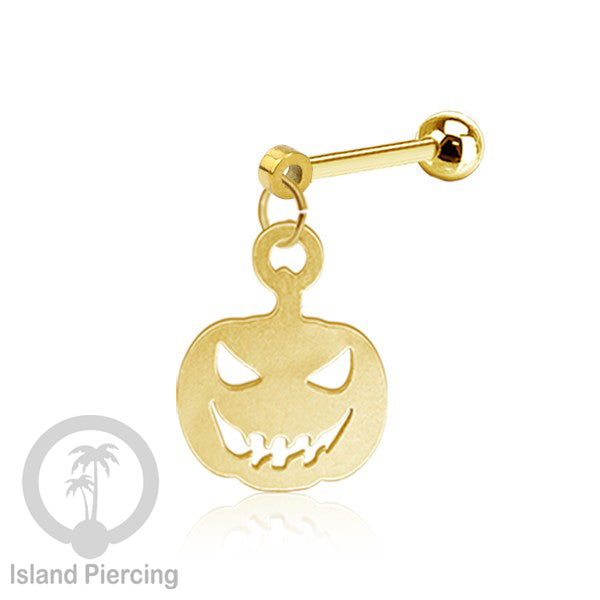 Ball Labret Body Piercing warna gold Tindik anting dengan charm Halloween jewelry, anting tengkorak, peti etc