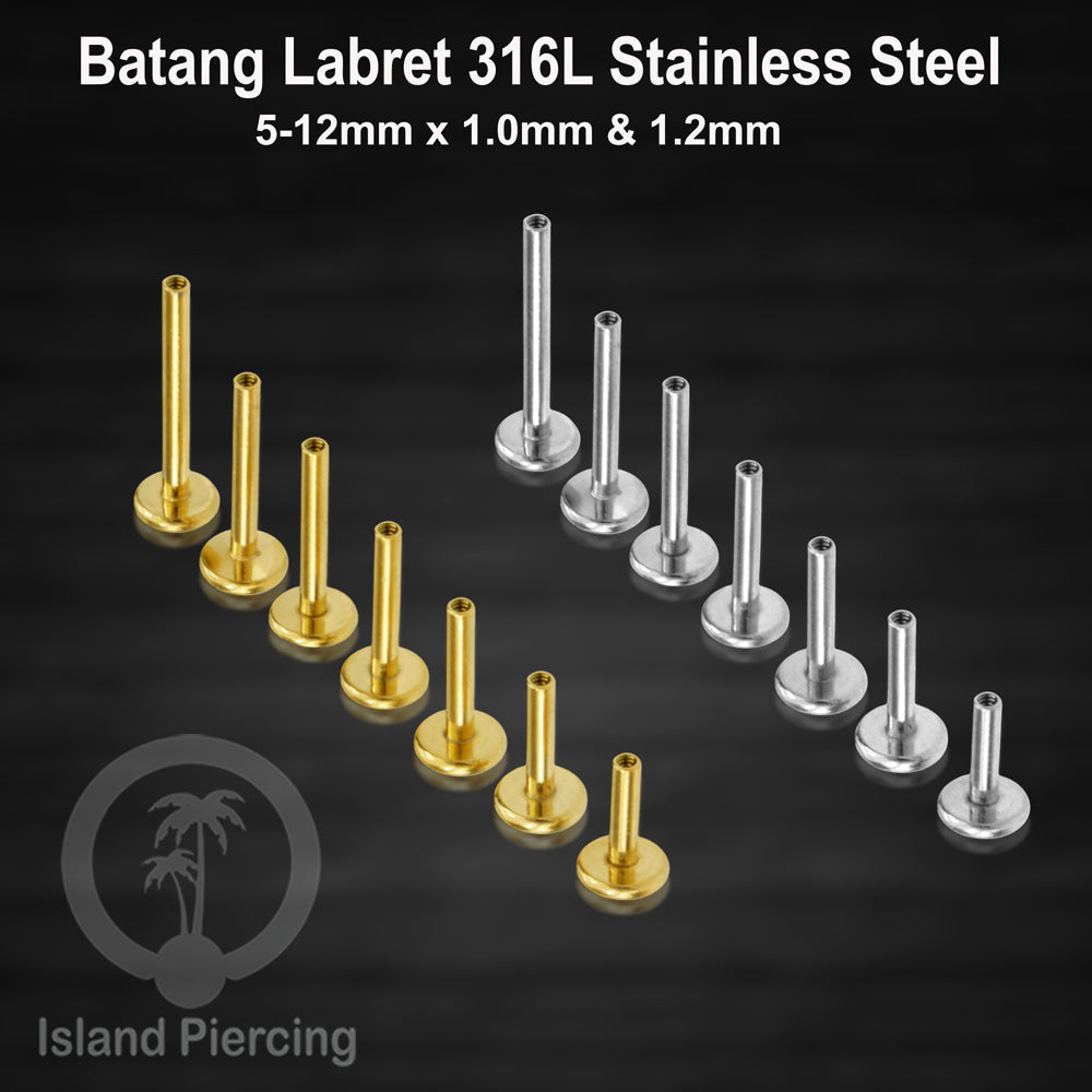 Tindik Labret Piercing Stainless batang aja pilihan semua ukuran 5-12mm