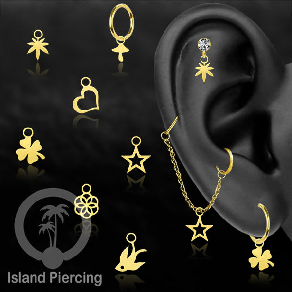 Body Jewelry Charm stainless yang bisa di pasang sebagai DIY warna gold