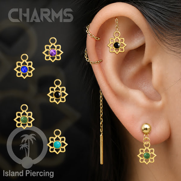 Body Jewelry Charm, Liontin kecil, Stainless charm, gelang charm, warna emas dengan epoxy.