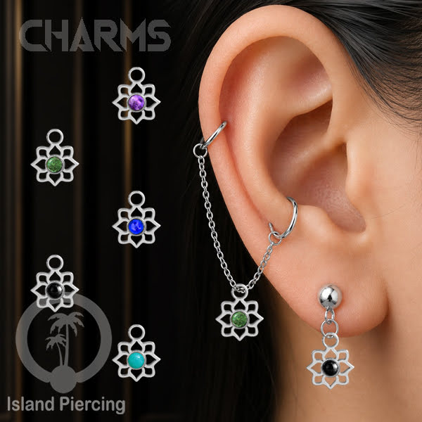 Body Jewelry Charm, Liontin kecil, Stainless charm, gelang charm, warna silver dengan epoxy.