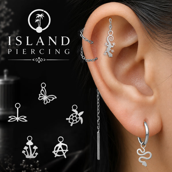 Piercing Charm Liotin Stainless warna silver yang bisa dipasang di Tindik dasar semua model tersedia di toko Island Piercing
