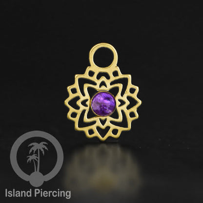 Body Jewelry Charm, Liontin kecil Stainless ,Liontin anting charm, warna gold dengan epoxy
