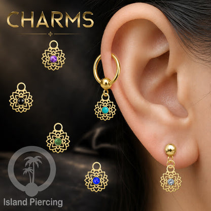 Body Jewelry Charm, Liontin kecil Stainless ,Liontin anting charm, warna emas dengan epoxy