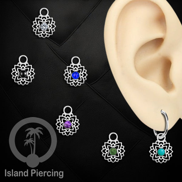 Body Jewelry Charm, Liontin kecil Stainless ,Liontin anting charm, warna silver dengan epoxy