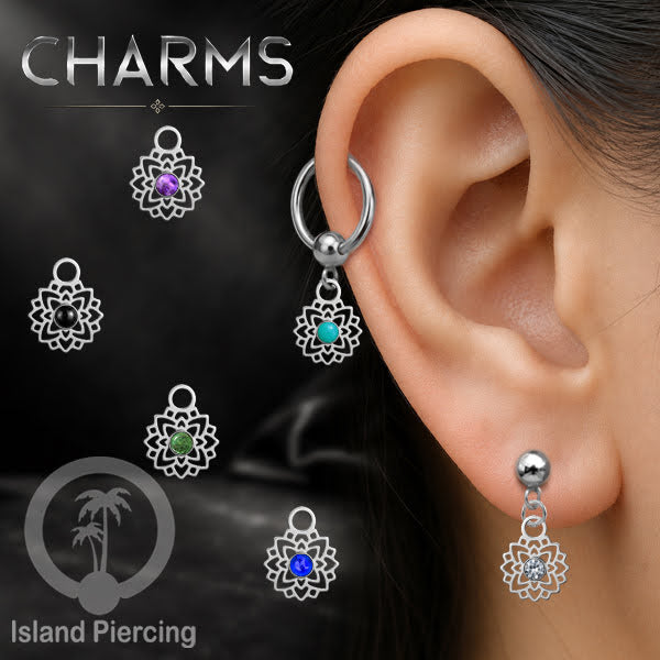 Body Jewelry Charm, Liontin kecil Anting Charm, Warna Perak dengan Epoksi
