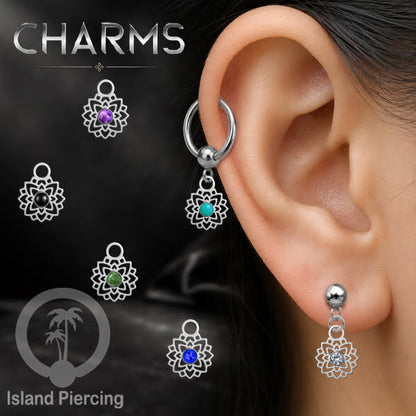 Body Jewelry Charm, Liontin kecil Anting Charm, Warna Perak dengan Epoksi