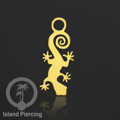 Piercing Charm Liotin Stainless warna gold yang bisa pasang di Tindik dasar semua model tersedia di toko Island Piercing