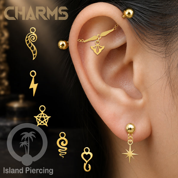 Jewelry Charm, Liontin stainless kecil, steel charm, Liontin perhiasan anting, warna emas.
