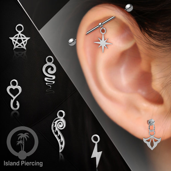 Body Jewelry Charm, Liontin stainless kecil, steel charm, Liontin perhiasan anting, warna silver.