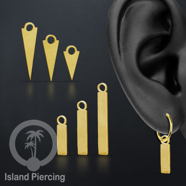 Body jewelry charm sebagai spike warna gold, untuk dekorasi anting tindik dan perhiasan biasa.