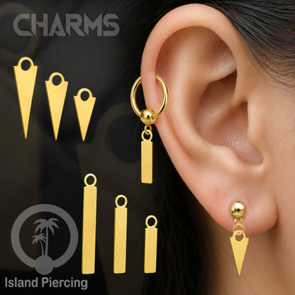 Pesona perhiasan tubuh sebagai spike warna emas, untuk dekorasi anting tindik dan perhiasan biasa.