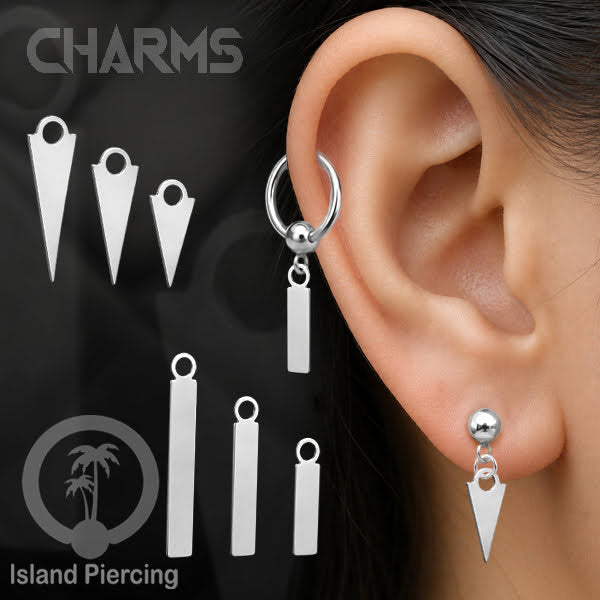 Pesona perhiasan tubuh sebagai spike warna silver, untuk dekorasi anting tindik dan perhiasan biasa.