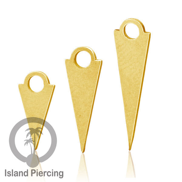Body jewelry charm sebagai spike warna gold, untuk dekorasi anting tindik dan perhiasan biasa.